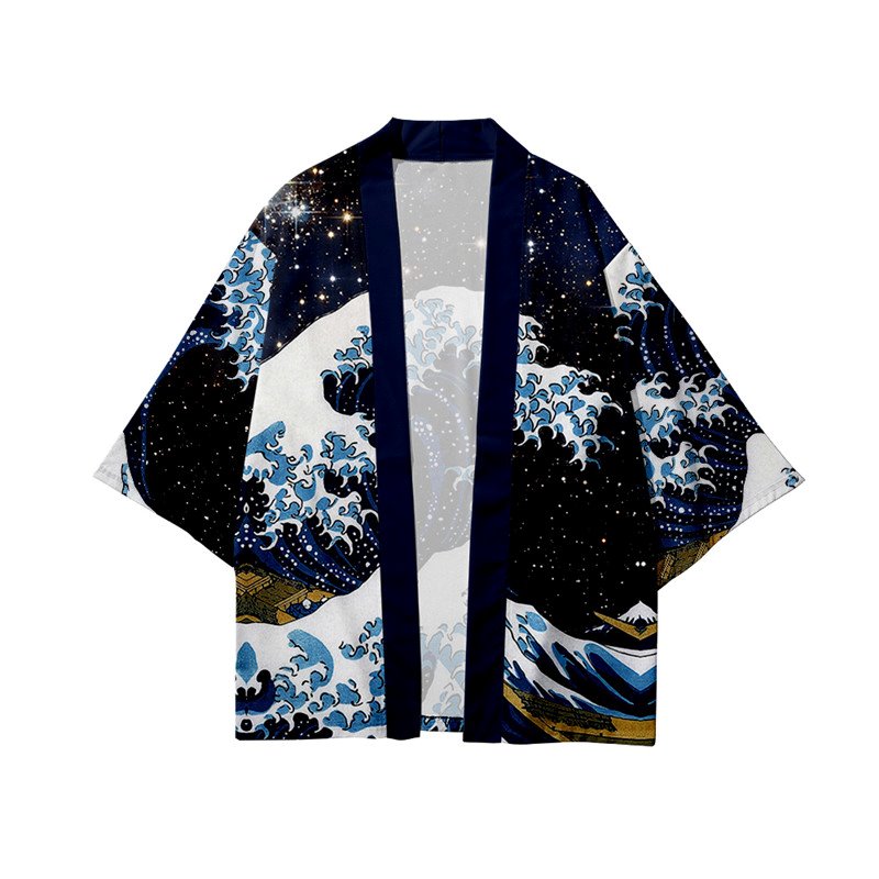 Kimono Japanese Great Wave and Mighty Koi-Enchanted peach