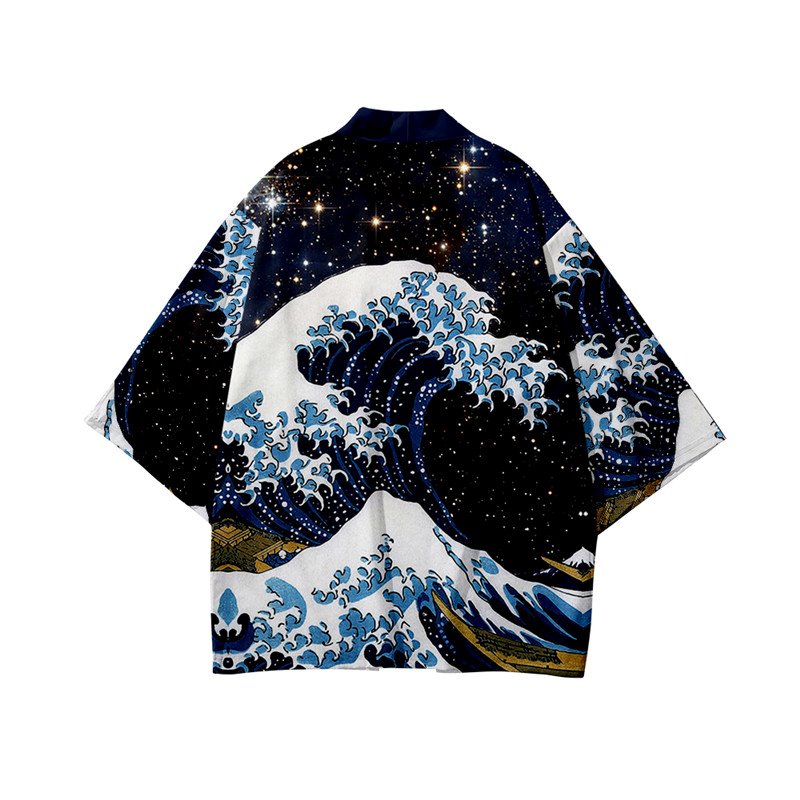 Kimono Japanese Great Wave and Mighty Koi-Enchanted peach