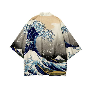 Kimono Japanese Great Wave and Mighty Koi-Enchanted peach