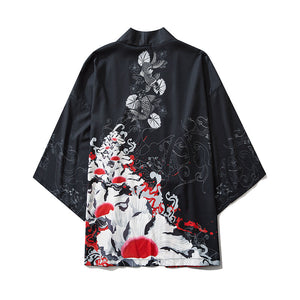 Kimono Japanese Lotus and Koi Prints-Enchanted peach