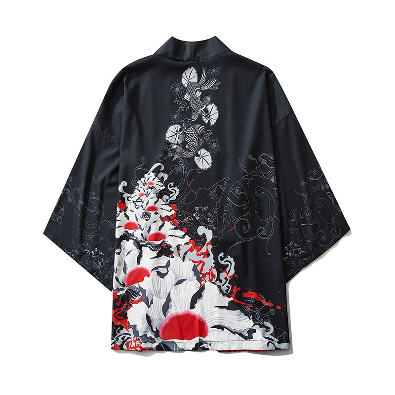 Kimono Japanese Lotus and Koi Prints-Enchanted peach