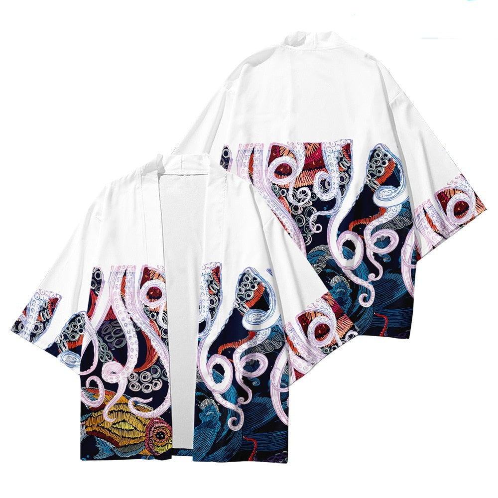 Kimono Japanese Octopus Prints-Enchanted peach