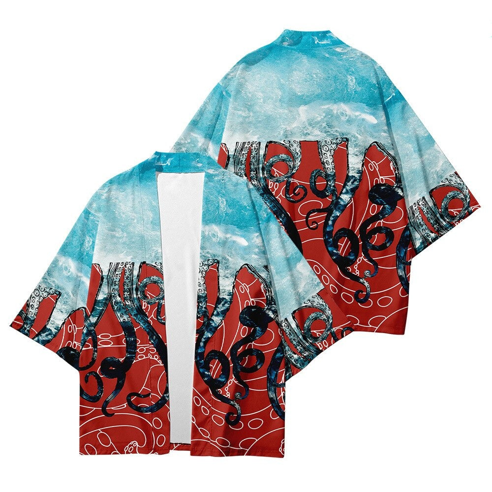 Kimono Japanese Octopus Prints-Enchanted peach