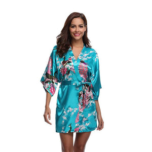 Kimono Short Robe Magnificent Peacock 2nd Collection-Enchanted peach