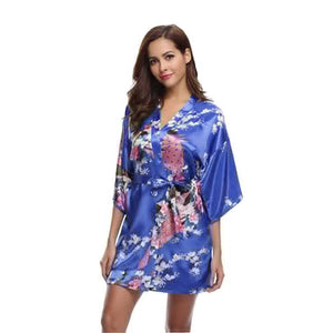 Kimono Short Robe Magnificent Peacock 2nd Collection-Enchanted peach