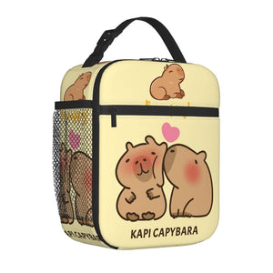 Kissing Capybaras Lunch Bag-Enchanted peach