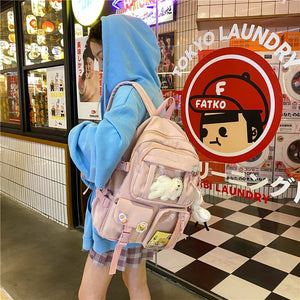 Large Functional Waterproof Kawaii Backpack-Enchanted peach