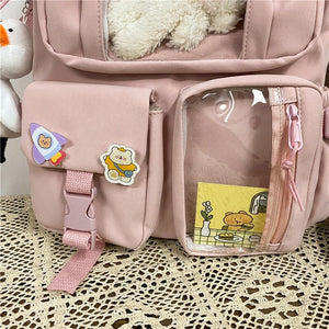 Large Functional Waterproof Kawaii Backpack-Enchanted peach