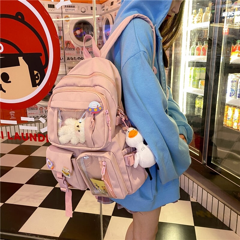 Large Functional Waterproof Kawaii Backpack-Enchanted peach