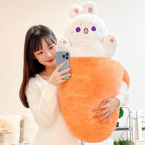 Large Kawaii Taiyaki Bone Carrot Animal Plushie Collection-Enchanted peach