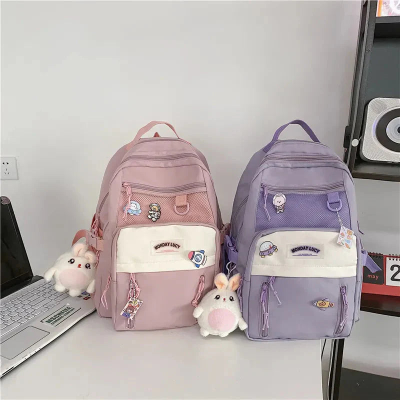 Large Kawaii Two-tone Backpack-Enchanted peach