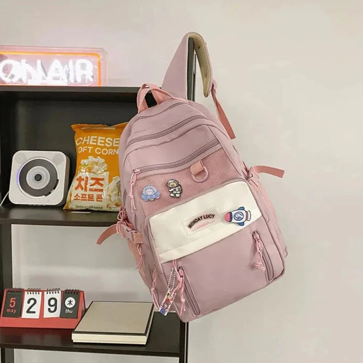 Large Kawaii Two-tone Backpack-Enchanted peach