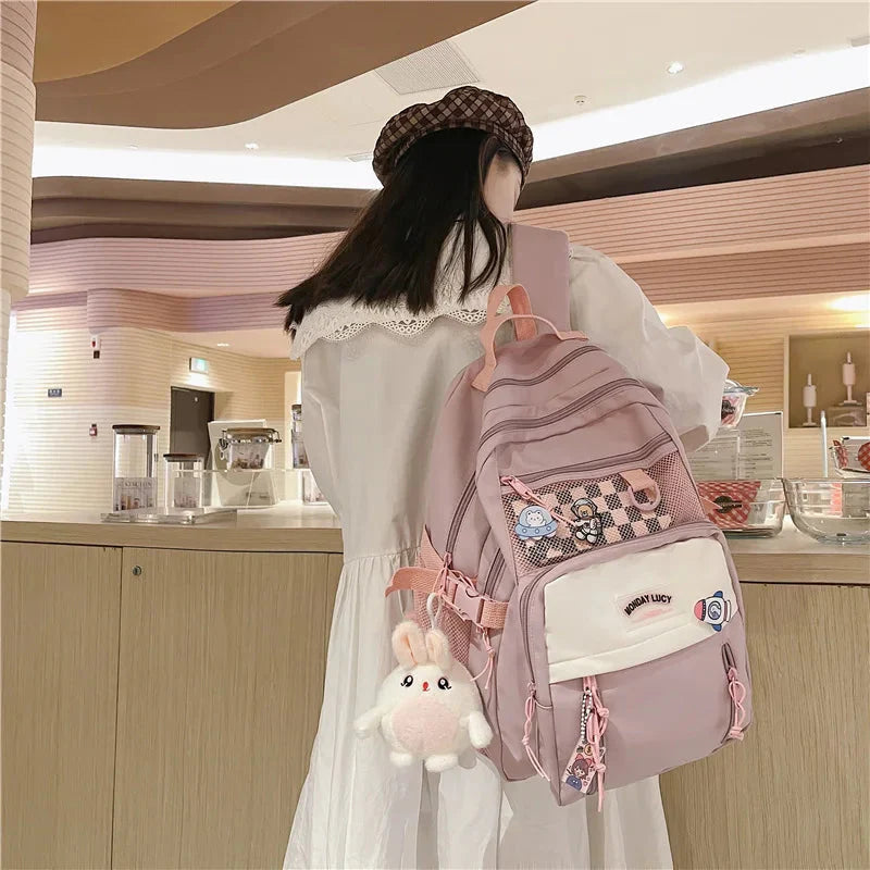 Large Kawaii Two-tone Backpack-Enchanted peach