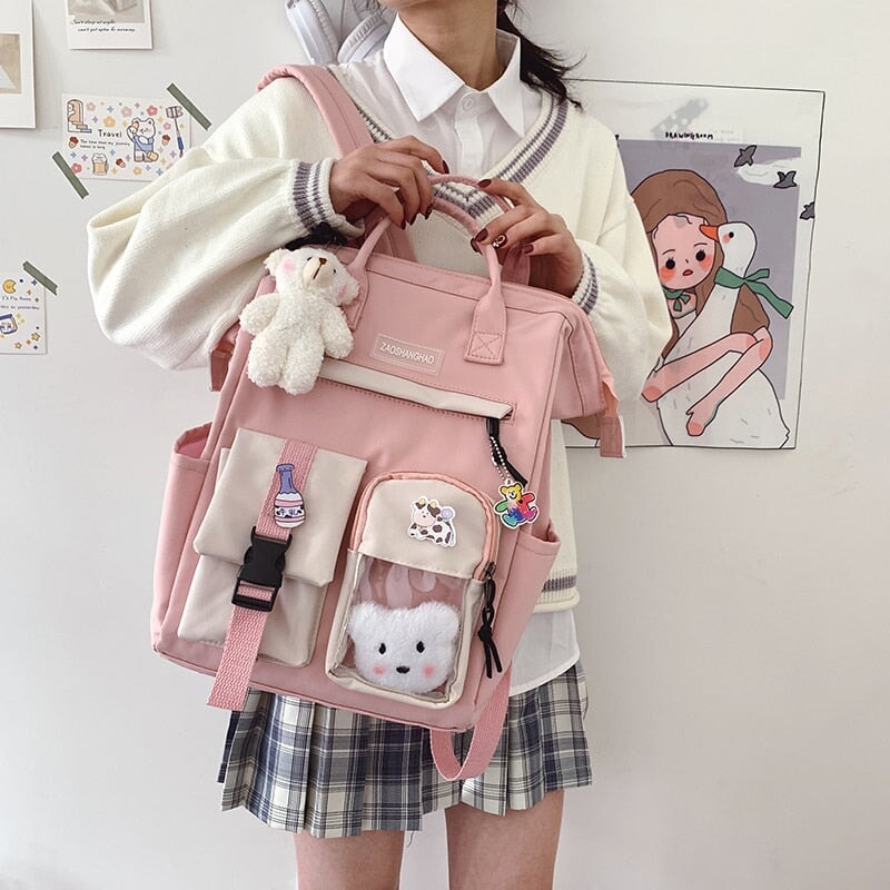 Large Pastel Waterproof Backpack Handbag-Enchanted peach