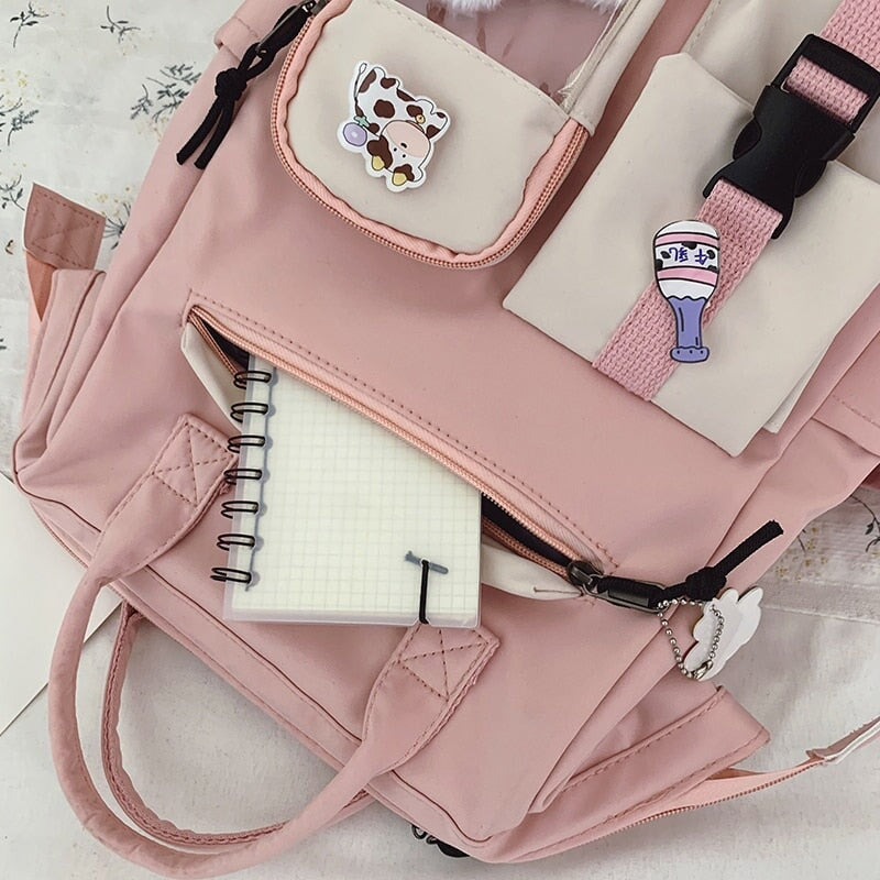 Large Pastel Waterproof Backpack Handbag-Enchanted peach