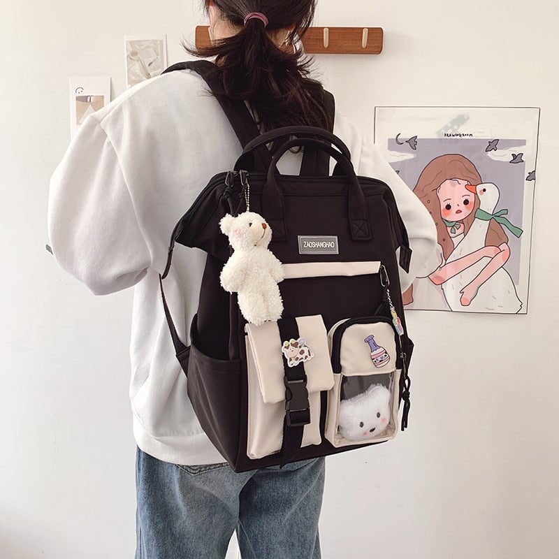 Large Pastel Waterproof Backpack Handbag-Enchanted peach