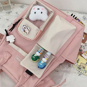 Large Pastel Waterproof Backpack Handbag-Enchanted peach