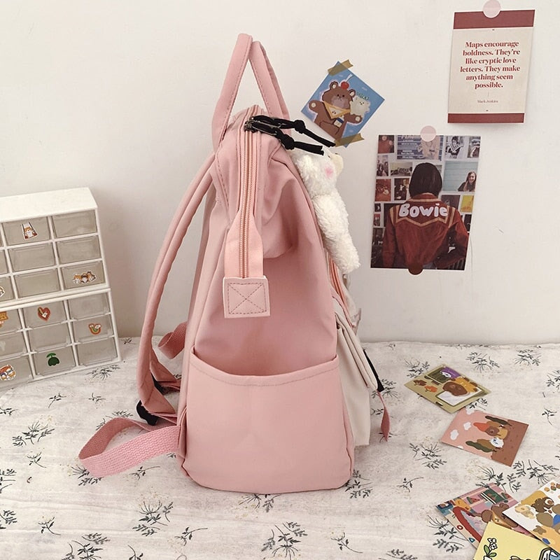 Large Pastel Waterproof Backpack Handbag-Enchanted peach