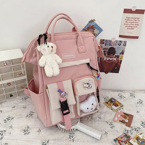 Large Pastel Waterproof Backpack Handbag-Enchanted peach