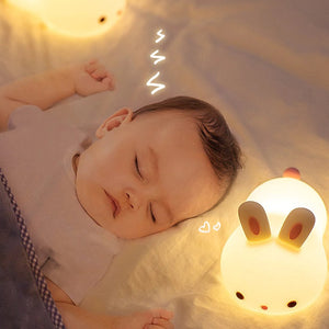 Laying Cat & Bunny LED Night Light-Enchanted peach