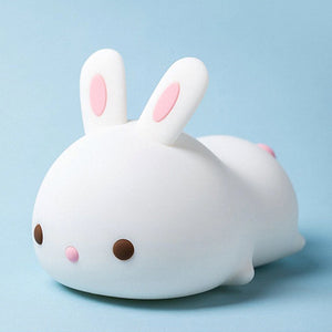 Laying Cat & Bunny LED Night Light-Enchanted peach