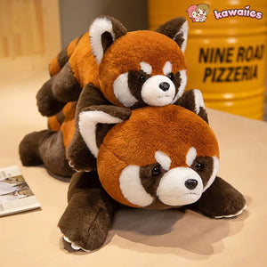 Laying Fluffy Red Panda Lifelike Plushie-Enchanted peach