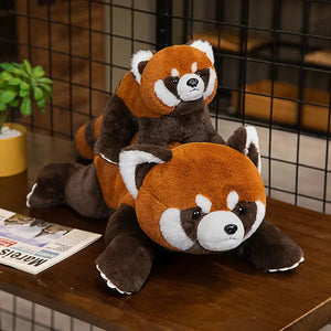 Laying Fluffy Red Panda Lifelike Plushie-Enchanted peach