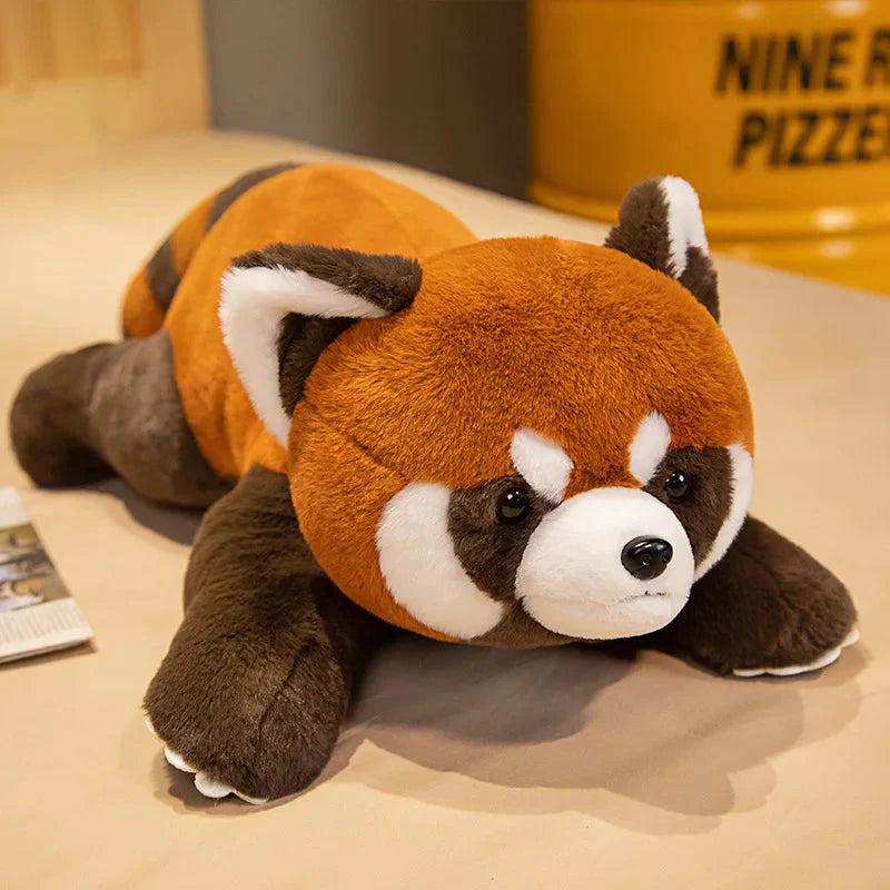 Laying Fluffy Red Panda Lifelike Plushie-Enchanted peach