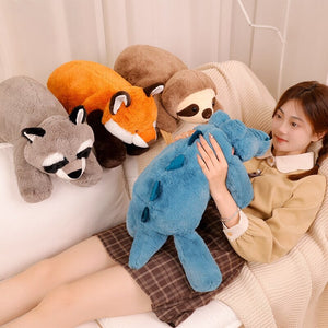 Laying Sloth and Fox Raccoon Crocodile Plushie Friends-Enchanted peach