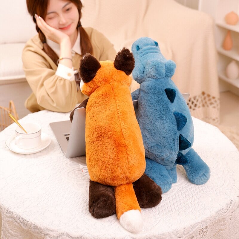 Laying Sloth and Fox Raccoon Crocodile Plushie Friends-Enchanted peach