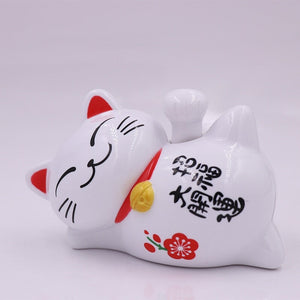 Lazy Japanese Lucky Cat Waving Arm Car Ornament-Enchanted peach