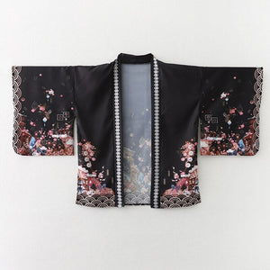 Legendary Japanese Royal Samurai Print Kimono-Enchanted peach