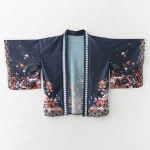 Legendary Japanese Royal Samurai Print Kimono-Enchanted peach