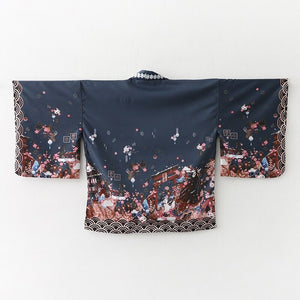 Legendary Japanese Royal Samurai Print Kimono-Enchanted peach