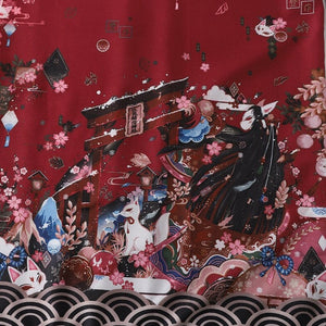 Legendary Japanese Royal Samurai Print Kimono-Enchanted peach