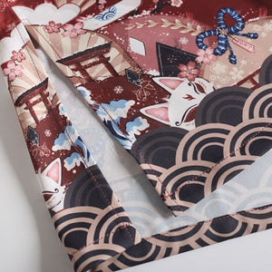 Legendary Japanese Royal Samurai Print Kimono-Enchanted peach