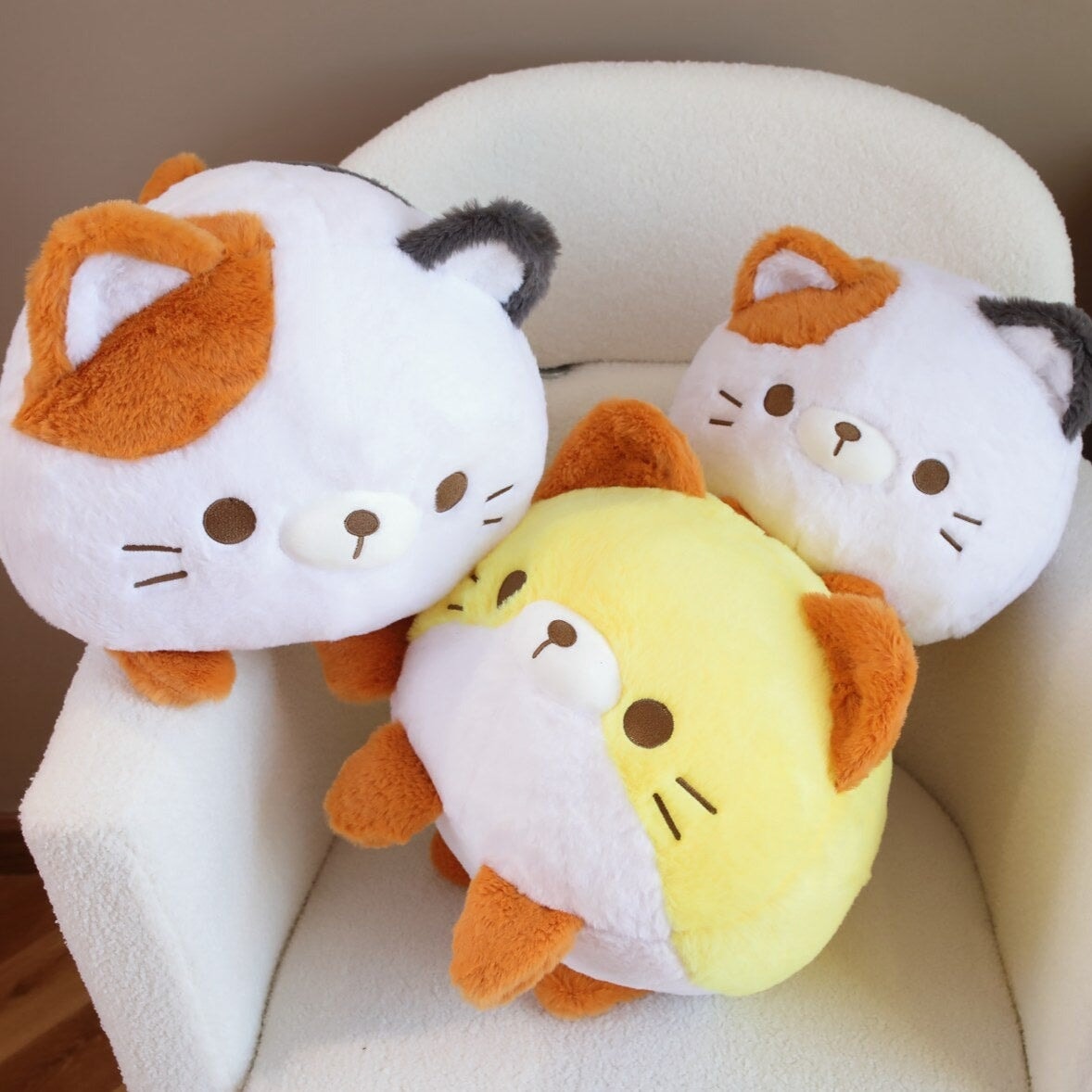 Leo, Binx and Lola the Fluffy Cat Plushies-Enchanted peach