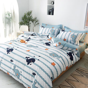 Light & Dark Whale Print Bedding Set-Enchanted peach