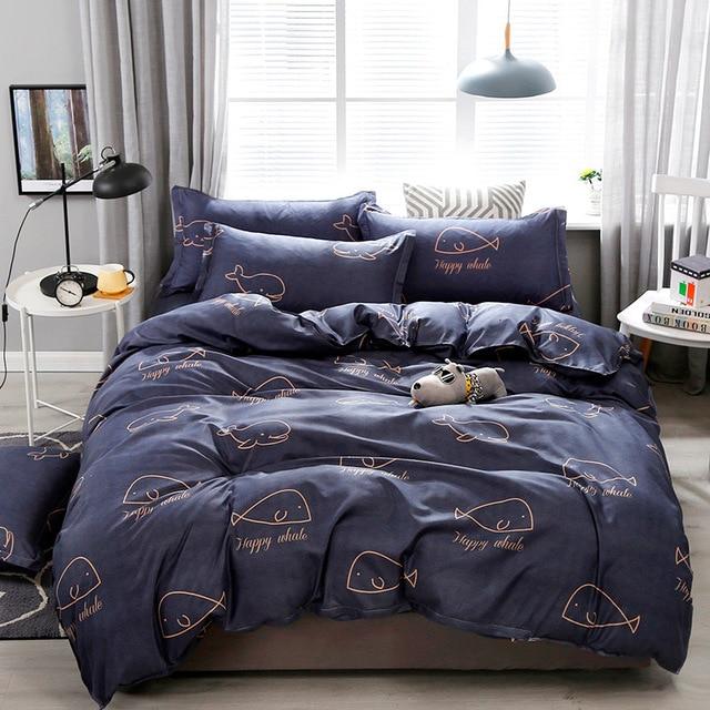 Light & Dark Whale Print Bedding Set-Enchanted peach