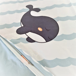 Light & Dark Whale Print Bedding Set-Enchanted peach