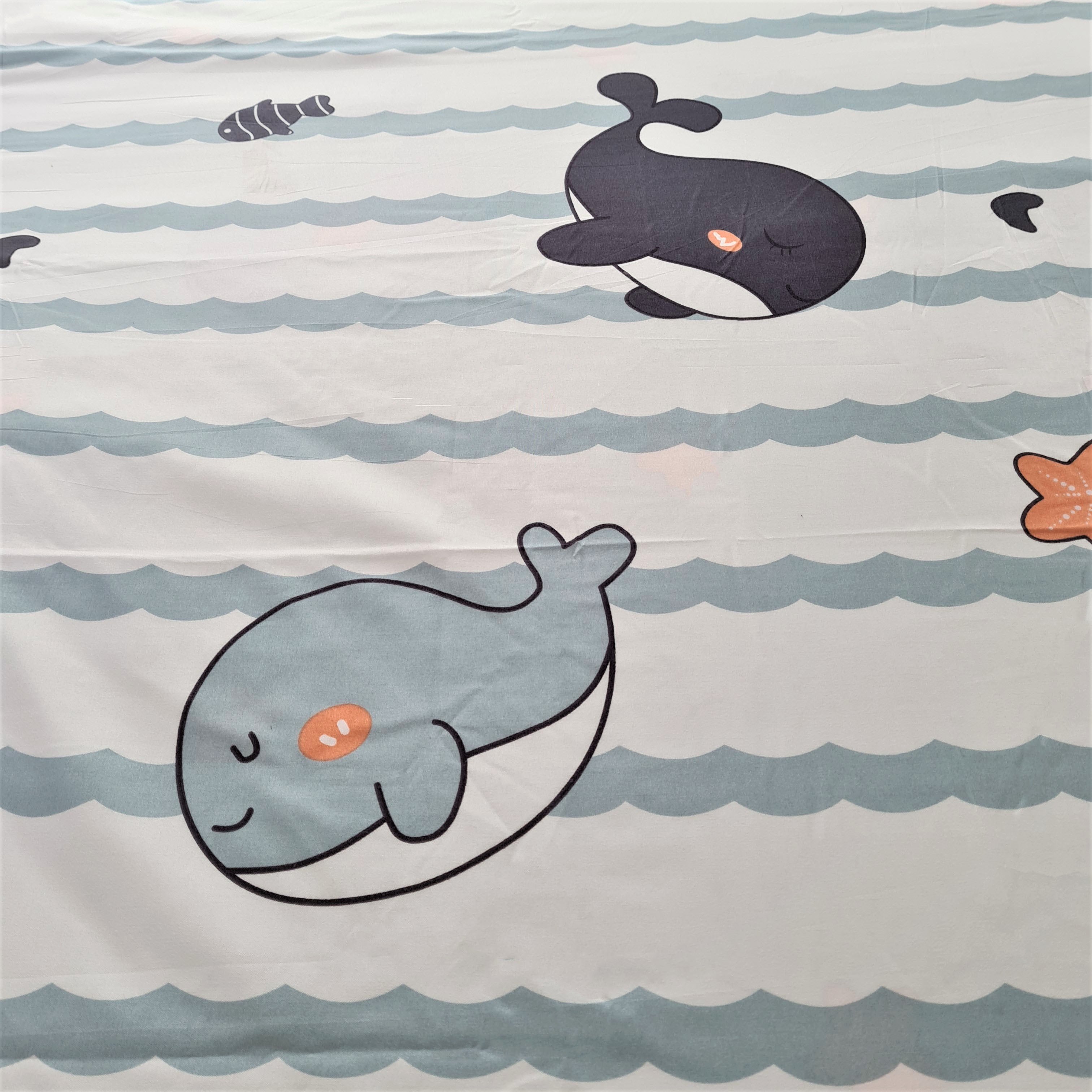 Light & Dark Whale Print Bedding Set-Enchanted peach