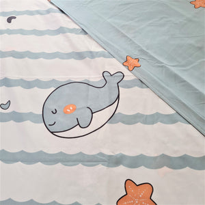 Light & Dark Whale Print Bedding Set-Enchanted peach