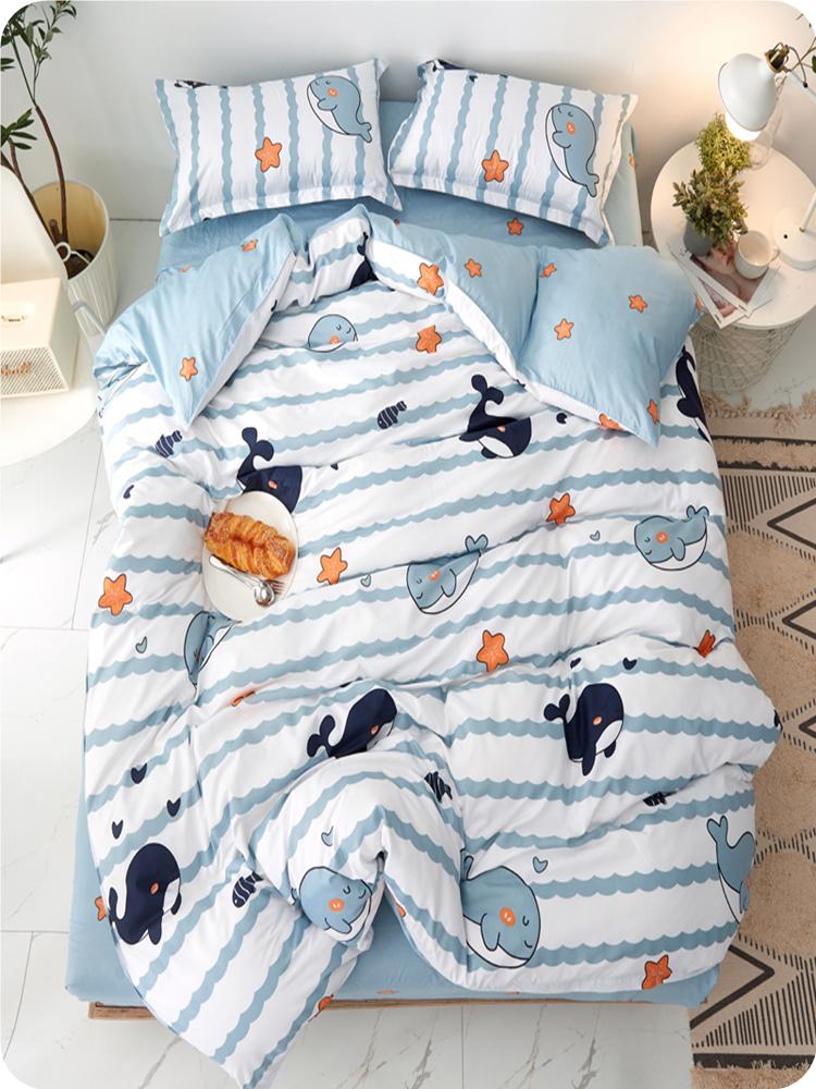 Light & Dark Whale Print Bedding Set-Enchanted peach