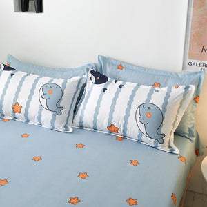 Light & Dark Whale Print Bedding Set-Enchanted peach