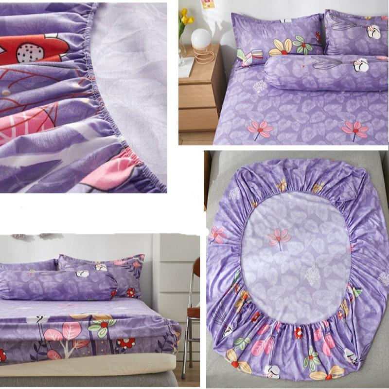 Lilac Purple Floral & Hummingbird Fitted Bedsheets-Enchanted peach