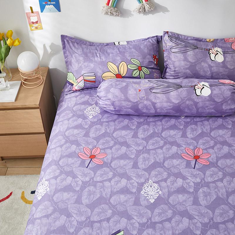 Lilac Purple Floral & Hummingbird Fitted Bedsheets-Enchanted peach