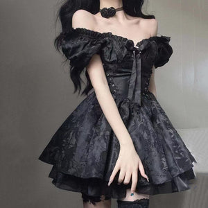 Lolita Black Mini Tutu Dress-Enchanted peach