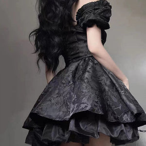 Lolita Black Mini Tutu Dress-Enchanted peach