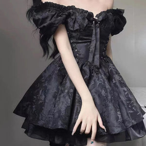 Lolita Black Mini Tutu Dress-Enchanted peach