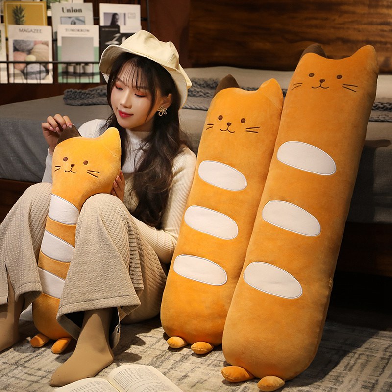 Long Baguette Cute Cat Bread Plushie-Enchanted peach